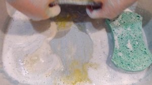 Cream Soap Mango-Lime, Aloe and Recycled Powder 💛 Sponges Squeezing and Handmixing 💚 ASMR