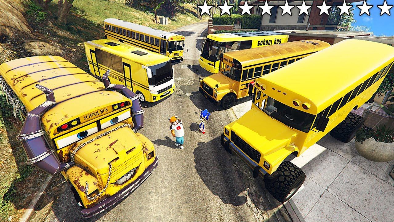 Я УГНАЛ РЕДКИЕ ШКОЛЬНЫЕ АВТОБУСЫ С СОНИКОМ ИЗ РЕАЛЬНОЙ ЖИЗНИ В ГТА 5 смотреть онлайн