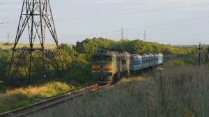 2ТЭ116-1535 с пригородным поездом Апостолово - Днепр-Лоцманская на перегоне Сурское - Встречный