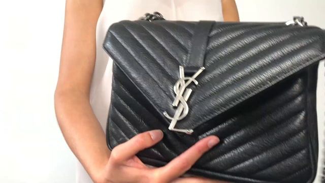 Authentic Saint Laurent College Medium Bag in Black Leather смотреть онлайн