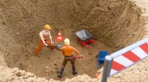 Rescue excavator trucks and cement trucks | Police car crane truck toy stories | BIBO TOYS