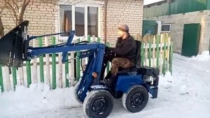 Снова чистим снег на самодельном минипогрузчике, испытание проходимости