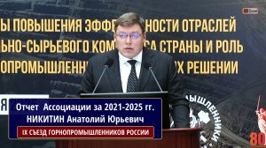 Отчет исполнительного директора Ассоциации НП "Горнопромышленники России" за 2021-2025 гг. НИКИТИН