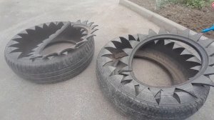 Клумба из старой покрышки