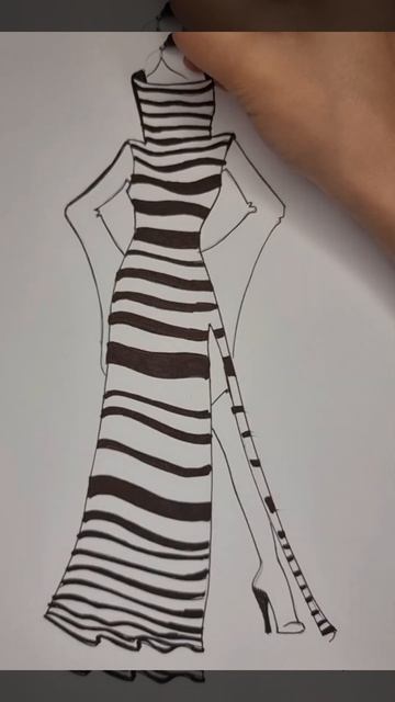 Fashion drawing / Black white fashion sketch / fashion illustration tutorial
