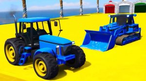 Мультики про цветные ТРАКТОРЫ с Человеком-пауком и Бульдозерами для детей с веселыми песнями