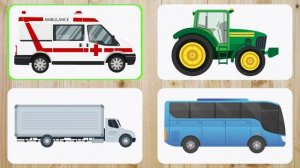 Изучаем транспорт и спецтехнику. Развивающее видео для самых маленьких. Викторина