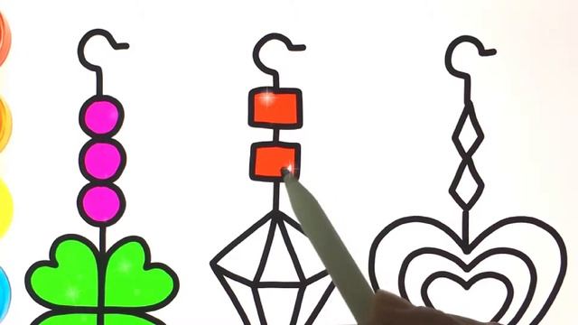 Glitter Earrings coloring and drawing for kids  toddlers  Toy Art