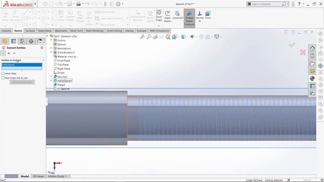 EXTERNAL THREAD IN SOLIDWORKS | THREAD FORMATION | SOLIDWORKS TUTORIAL BEGINNER