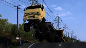 280 / ETS2 1.53 / Суровая Россия Забайкалье "R7" / КАМАЗ 65225 БАТЫР /  Трамплин!!!