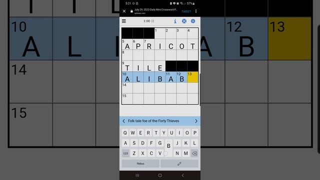 New York Times Mini Crossword | July 29 2023 смотреть онлайн