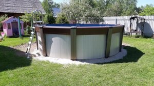 Бассейн каркасный круглый 4.6х1.35 м на даче. Морозоустойчивый бассейн 4.6 м - Atlantic Pool