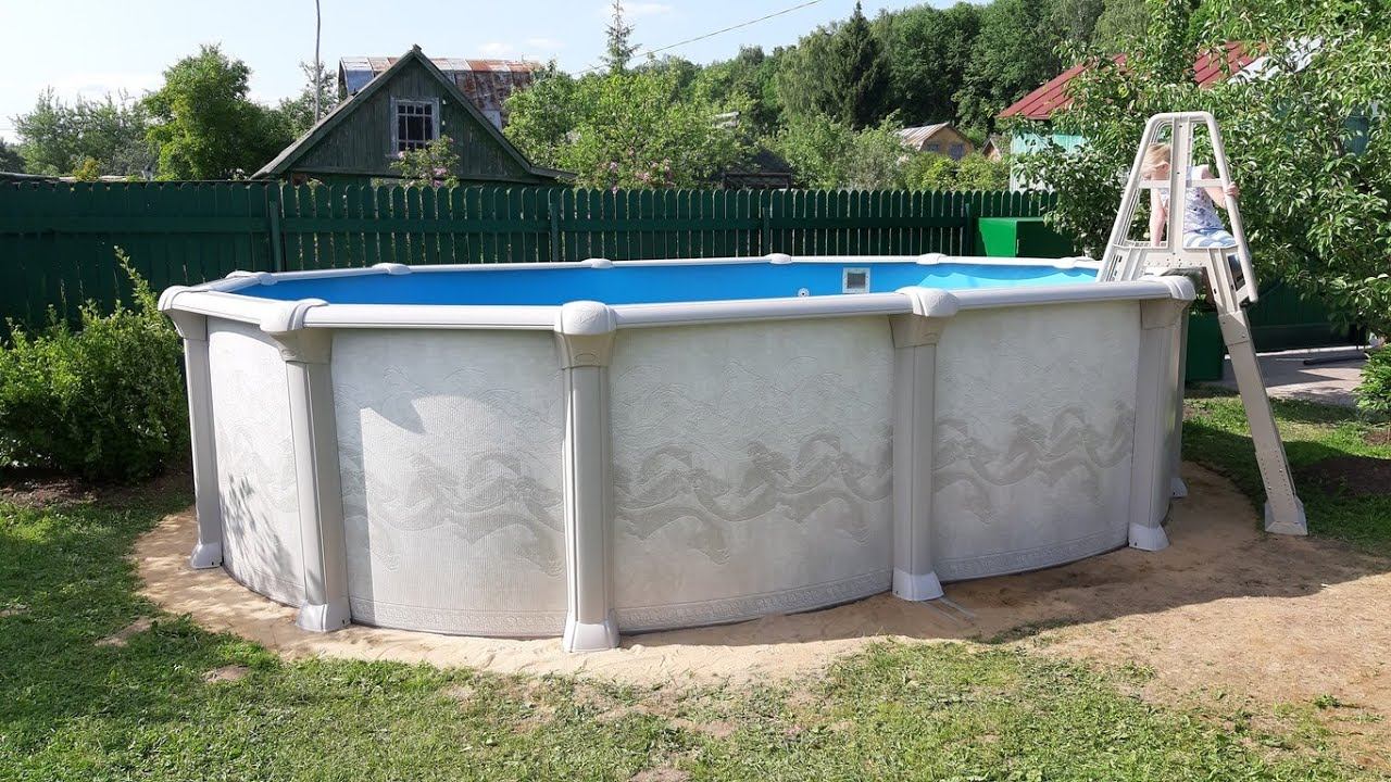Бассейн овальный каркасный для дачи с подогревом воды, очисткой. Морозоустойчивый бассейн под ключ