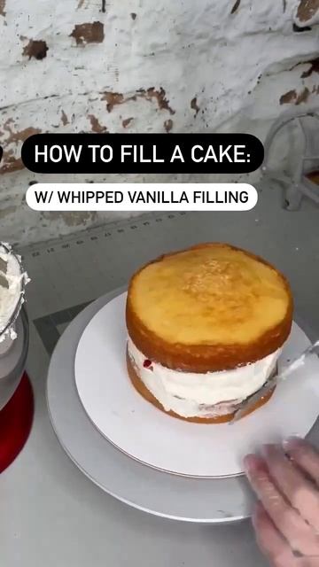 How to: Fill A Cake W/ Whipped Vanilla Filling #shorts #baking #cakedecorating #bakingtutorial #cak