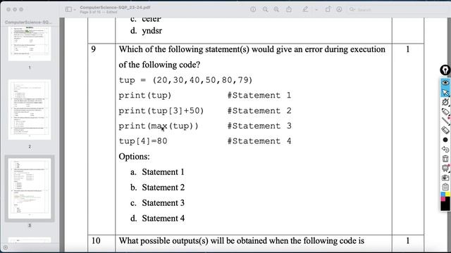CBSE Sample Questions class 12 | 2023-2024 | NCERT Computer Science 083 | Answers Explained PartA