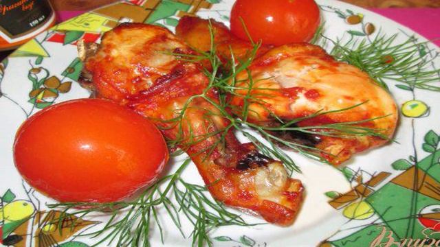 Голень курицы в маринаде из соевого соуса