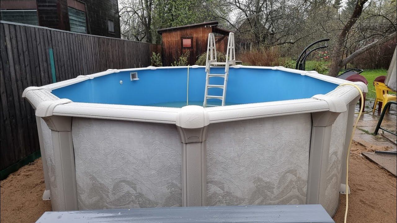 Каркасный бассейн 5.5х3.7х1.35 под ключ + Все что нужно! Овальный бассейн с установкой на даче смотреть онлайн