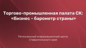 Торгово-промышленная палата Ставропольского края: “Бизнес — барометр страны”
