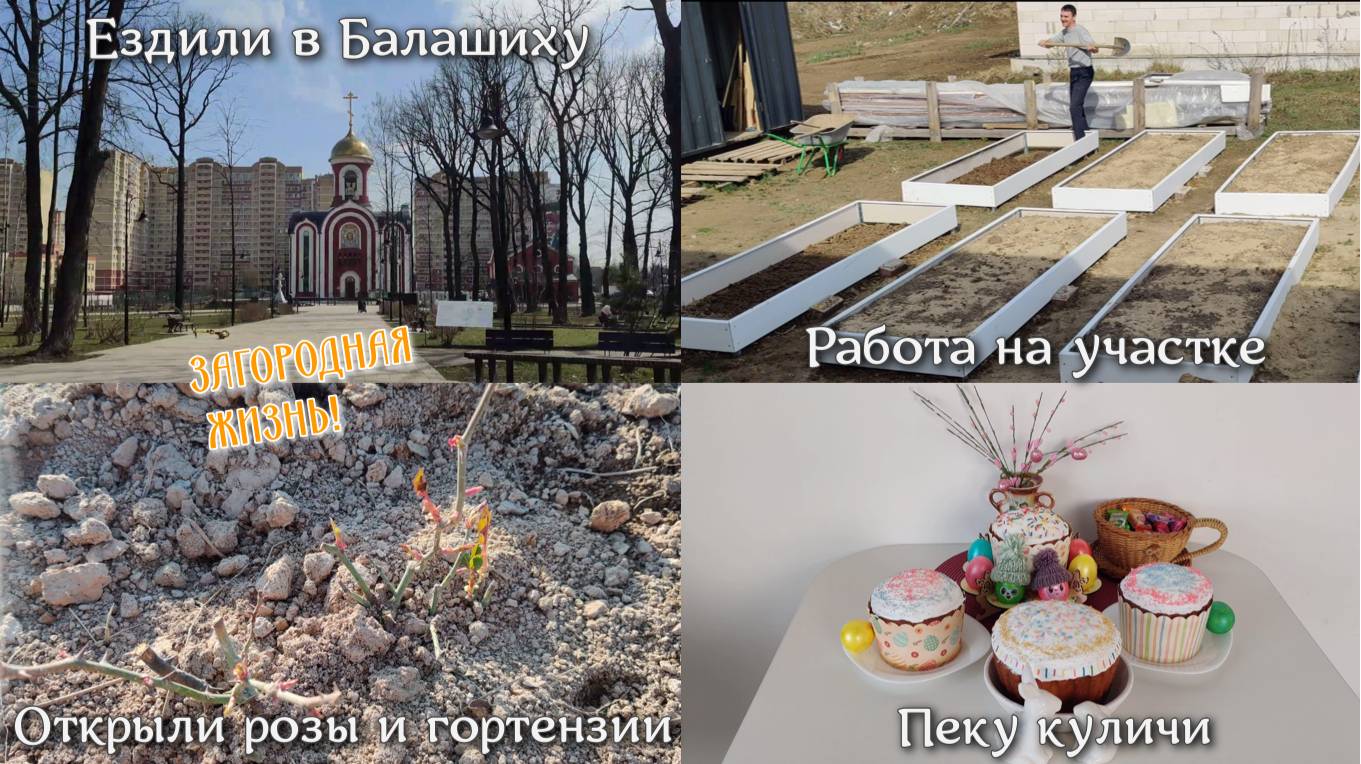 ВЛОГ. Ездили в Балашиху. Работа на участке. Открыли розы и гортензии. Пеку куличи. ЗАГОРОДНАЯ ЖИЗНЬ!