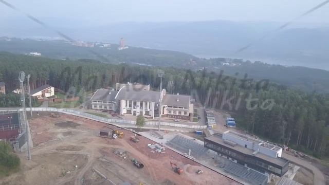 D-Cinelike. Russia, Krasnoyarsk. BIATHLON ACADEMY MULTIFUNCTIONAL COMPLEX, Aerial View, Point of in