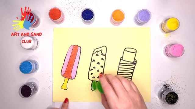 Icecream Drawing, Sand Painting, Sand Coloring for Kids & Toddlers / Sand Art / Learn Sand Painting