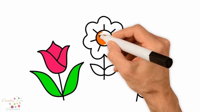 How To Draw Plants | Coloring Book Colorful Flower | Art Colors for Kids