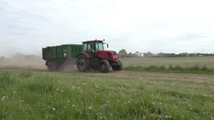 Вывозка и Выгрузка навоза на поле тремя тракторами МТЗ 2022.3 БЕЛАРУС