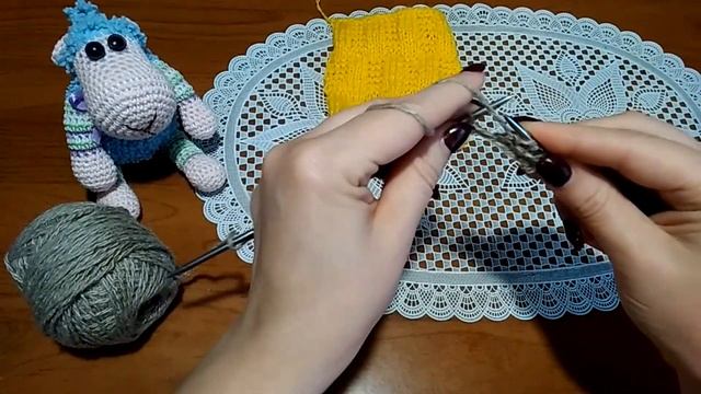 МК Узор спицами для начинающих. Прямоугольники. смотреть онлайн