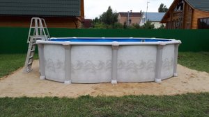 Бассейн морозоустойчивый с размером 5.5х3.7х1.35 - модель овального каркасного бассейна для дачи