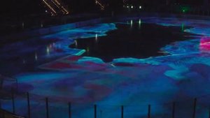3D mapping на открытии чемпионата по хоккею  Проекция на ледовую арену