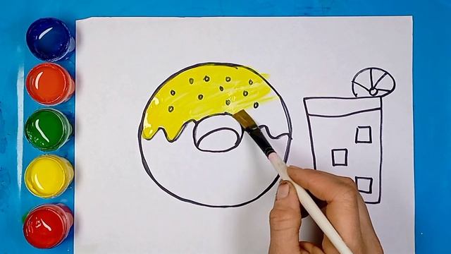 Bolalar Uchun qadam rasm chizish / Drawing donut for children / Рисование пончик для детей