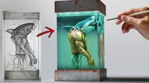 Страшная Лаборатория монстр Акула-Человек Диорама