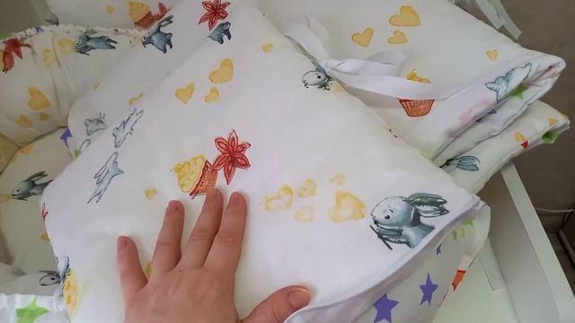 Обзор на комплект в кроватку с зайчиками и звездочками смотреть онлайн