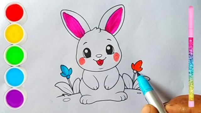 Rabbit 🐇 🐇 Drawing, Painting, Coloring for Kids and Toddlers | Learn drawing