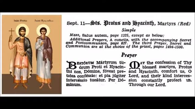 Sep 11 - Saint Protus - Saint Hyacinth - Martyrs - 0262 - Via Salaria Rome смотреть онлайн