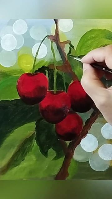 Cherry/ Черешня акрилом #acrylicpainting ##cherries #cherry #вишня #черешня смотреть онлайн