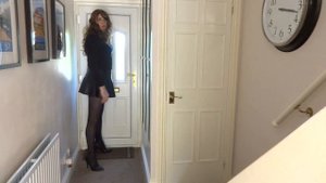 Micro Leather Mini Skirt, High Heels and Stockings - Glamorous Crossdresser