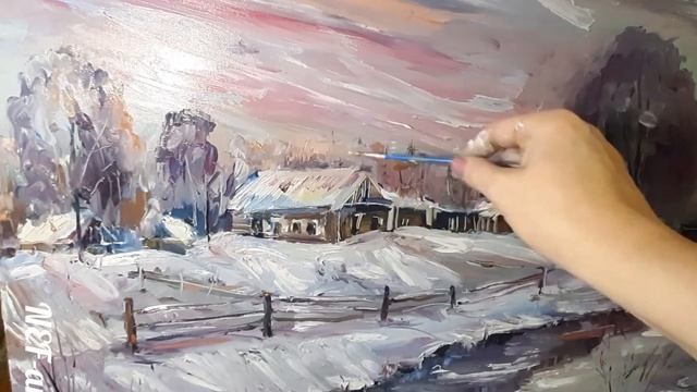 👍,,Сельский пейзаж"рисую маслом#живопись #картинамаслом