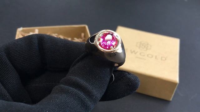 !Кольцо 095150 из красного золота 585 пробы с корундом рубин смотреть онлайн