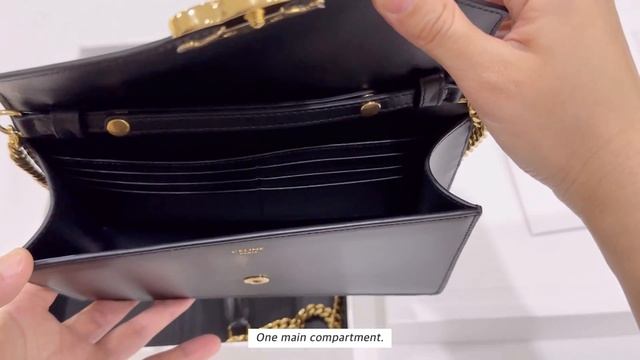 Celine Wallet on Chain Triomphe in Shiny Calfskin Bag l Unboxing
