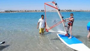 Jungle Aqua Park 2017. Red Sea. Beach. Windsurfing. Виндсёрфинг. Обучение (2$ за 10 минут). №1.
