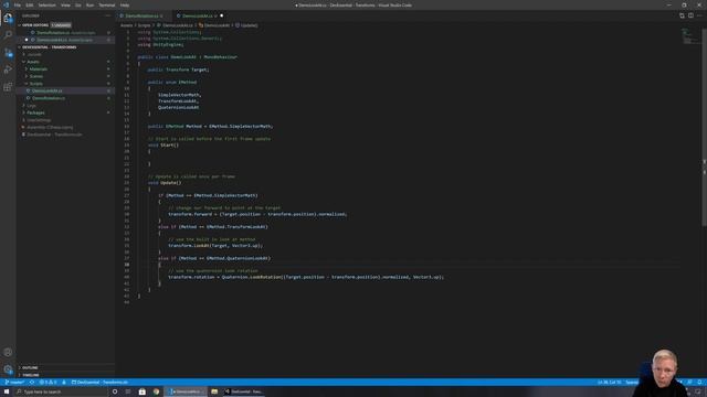 Unity Tutorial: Using transforms to move and rotate game objects смотреть онлайн