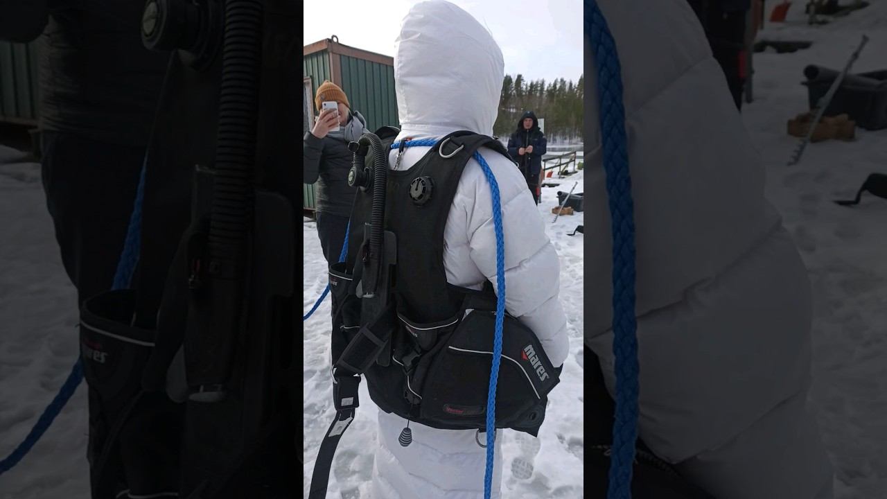 One of the Ways to Securely Attach a Safety Line to an Ice Diver #icediving #jääsukellus #дайвинг