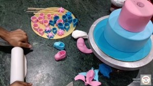 Beautiful 2 Tier Baby Shower Cake | Pink And Blue Baby Shower Cake | Baby Shower Cake Design