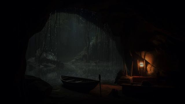 Spend A Night In A Rainy Forest Cave River 24 Hours  Crackling Fire  Rain Sounds 