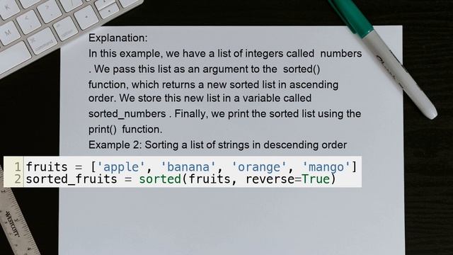 How to use function `sorted()` in Python? смотреть онлайн