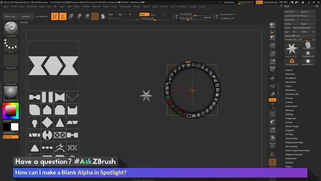 #AskZBrush: “How can I make a Blank Alpha in Spotlight?”