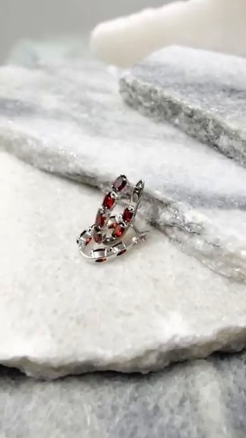 Серьги серебро с  натуральным гранатом #krasnoe #украшенияизсеребра #серебро925