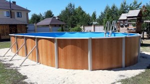 Большой каркасный бассейн - размер 10х5.5х1.35 овальной формы. Морозоустойчивый бассейн Эсприт-Биг