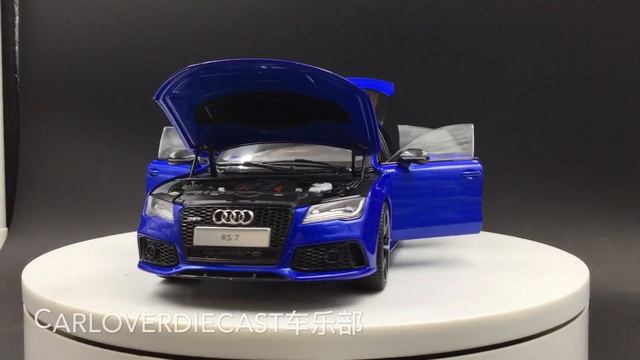 Js Models  1:18 Audi RS7 Sportback Sepang Blue with carbon side Mirror diecast full open